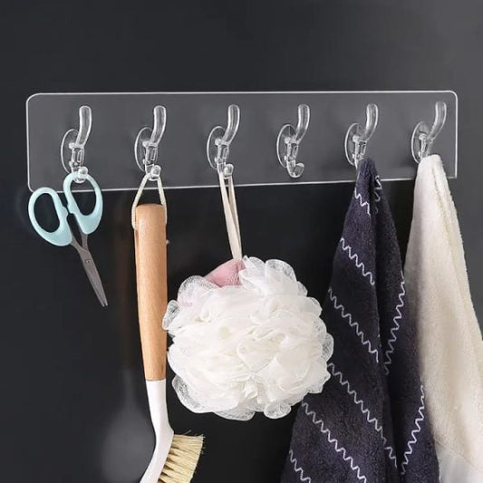 (pack Of 2 ) 6 Row Transparent Wall Hooks